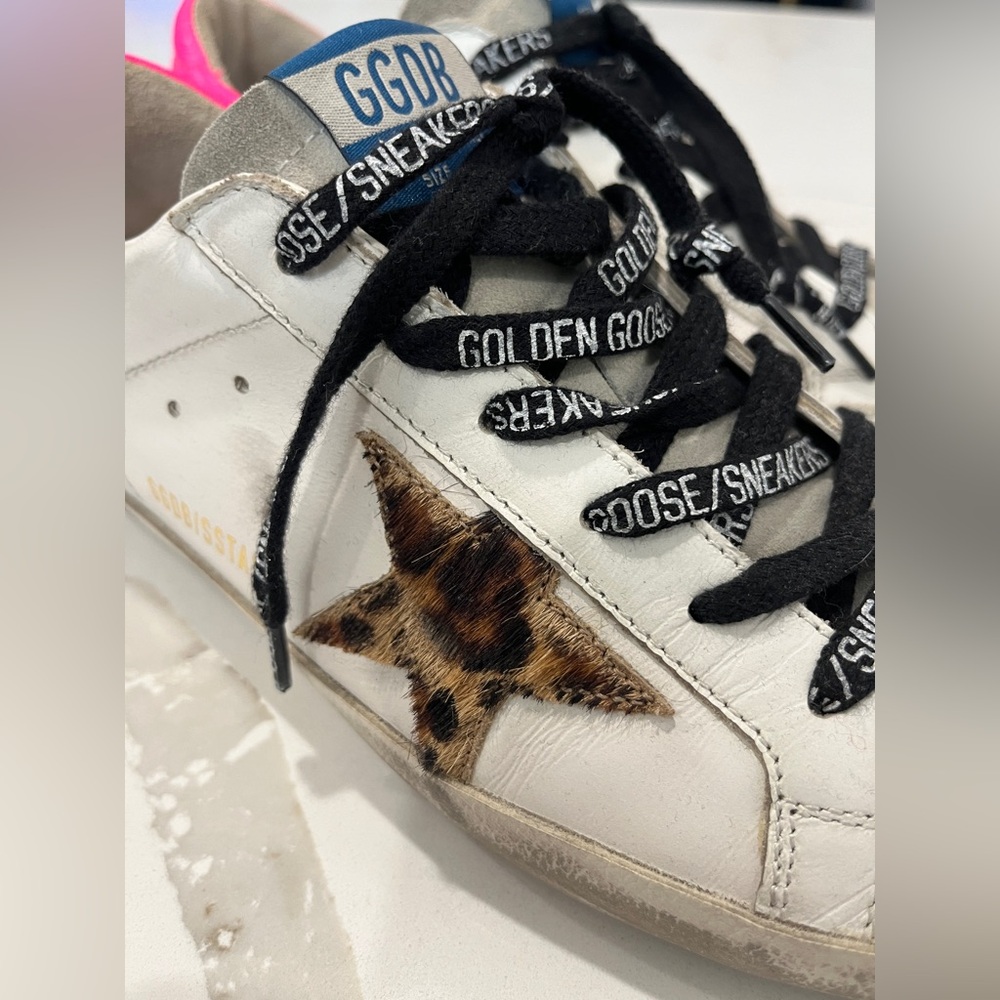 Golden Goose Deluxe Superstar Low Top Sneaker Leopard Star